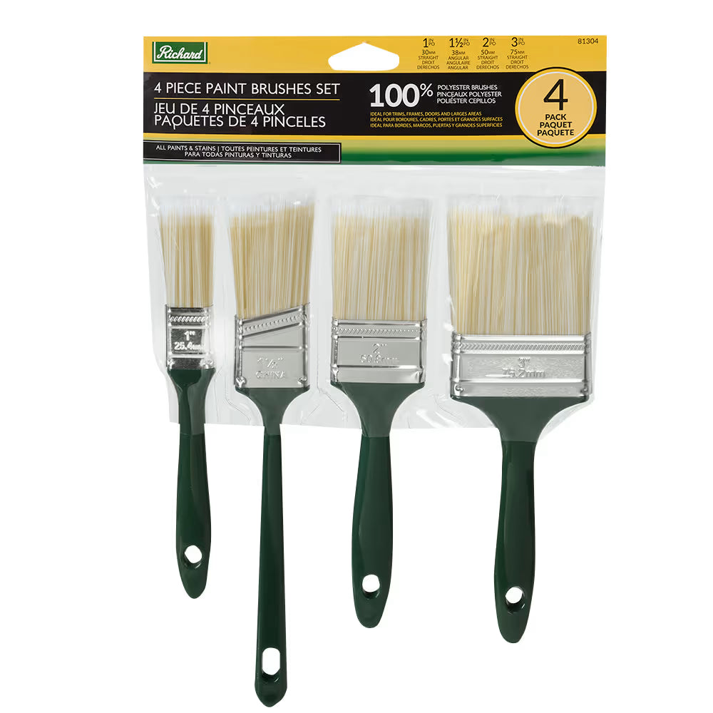 ENSEMBLE 4PINCEAUX, 3DROITS 30/50/75MM, 1ANGULAIRE 38MM