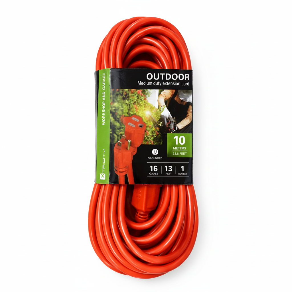 Rallonge électrique extérieure 16 AWG – 4,5 m / 10 m / 15 m / 30 m – Usage moyen – Mise à la terre
