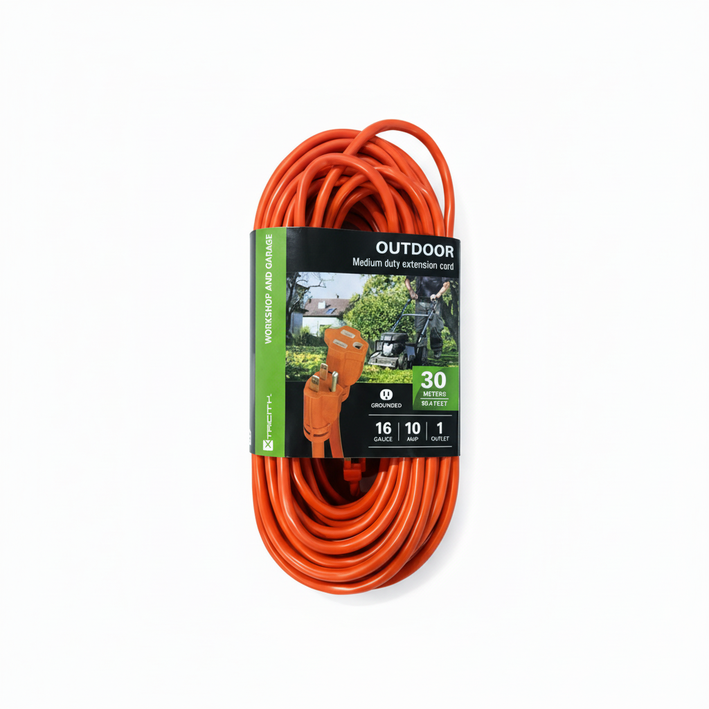 Rallonge électrique extérieure 16 AWG – 4,5 m / 10 m / 15 m / 30 m – Usage moyen – Mise à la terre