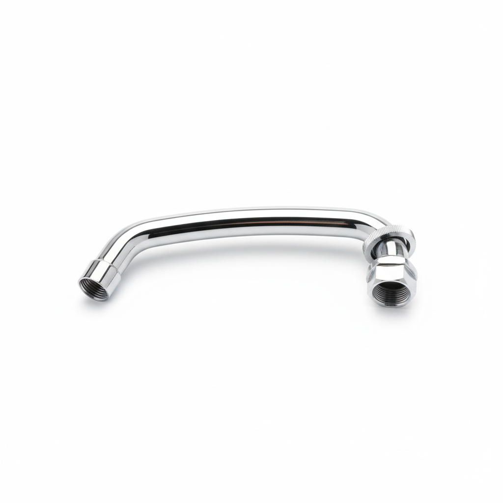 Bec de robinet de cuisine chromé avec écrou